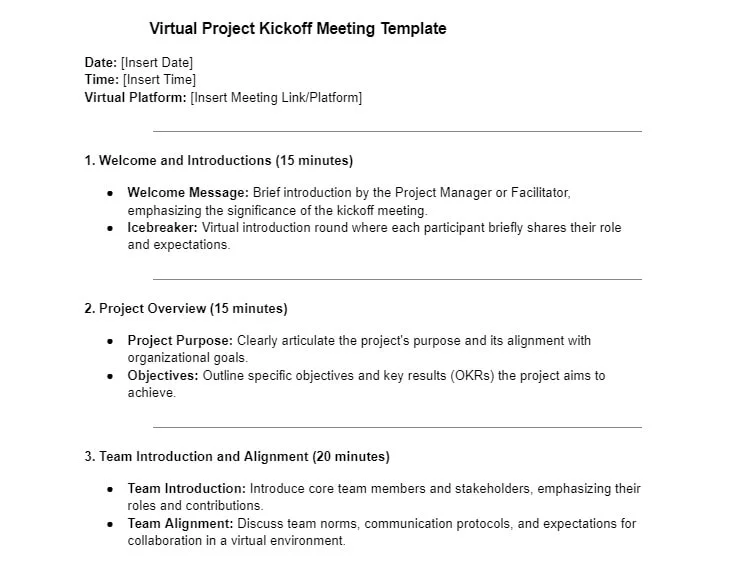 Project kickoff meeting template